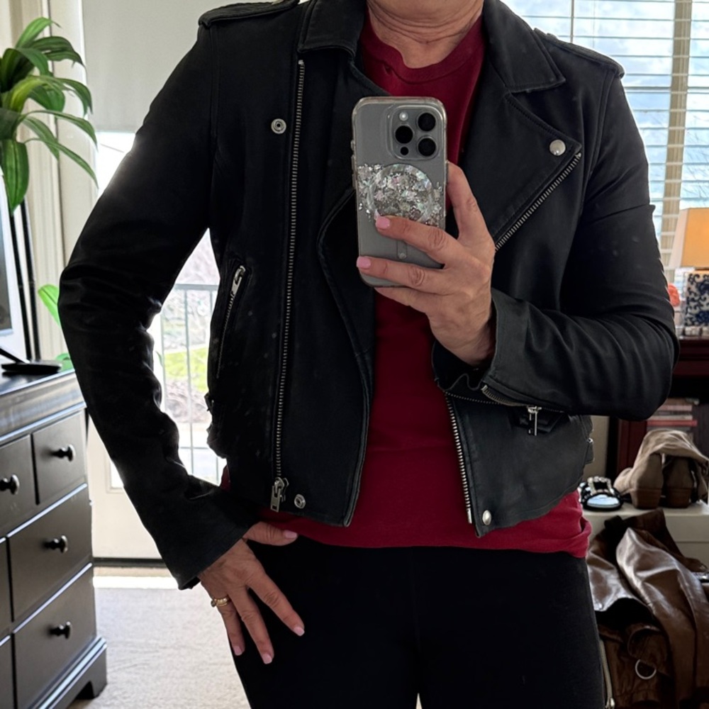 IRO Gray Ashville Leather BikerJacket - Picture 11 of 12